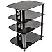 NavePoint Media Stand Glass 4 Shelf Audio Video Component Storage Tower