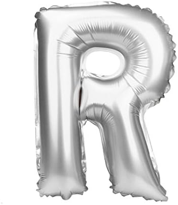 FIRERO A to Z Letters Foil Balloons Party Balloon Silver color,16 inch (Letter R)
