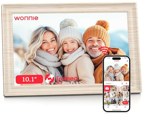 Frameo WLAN Digitaler Bilderrahmen 10,1 Zoll, HD 1280 * 800 IPS Touchscreen Elektronischer FotoRahmen mit 32GB Speicher, Auto Drehung, Einfache Weitergabe von F