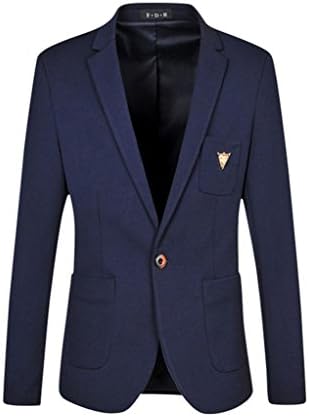 HZMK Men's Suit Jacket One Button Blazer US Size 33(Label Asian Size L) Blue