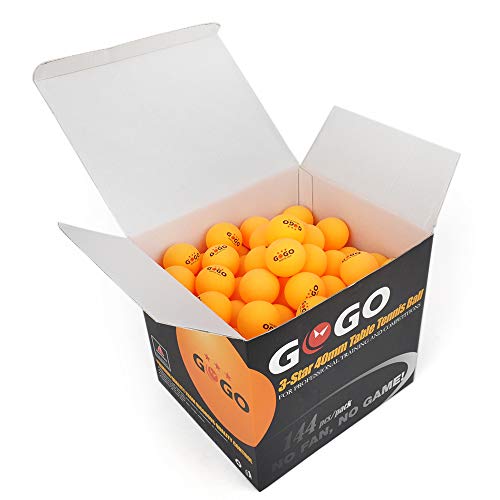 GOGO 144 Pieces 3-Star Ping Pong Balls Premium 40mm Seamless Table Tennis Balls-Orange - Thumbnail 2