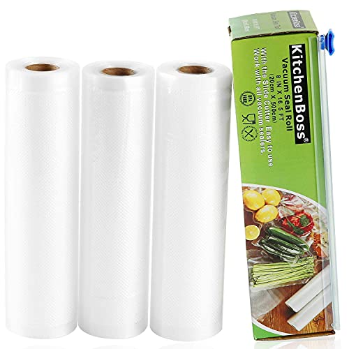 KitchenBoss Commercial Grade Embossed Bag Rolls for Food Saver 3 rolls 20x500cm