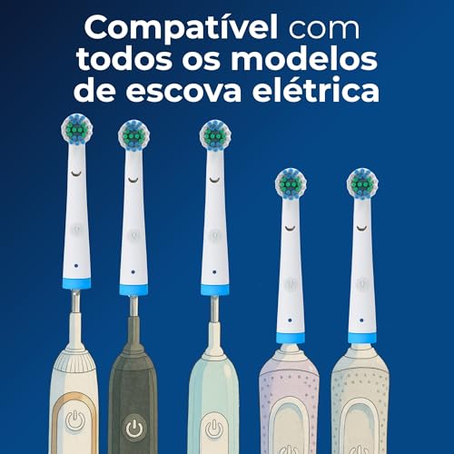 Kit 4 Cabeças de Reposição para Escova Elétrica Oral-B, Cerdas Macias, com 2 Capas de Proteção, Branco