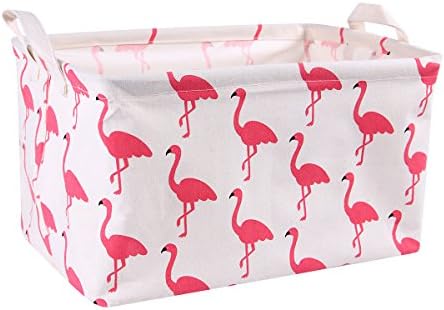 Storage Bin Toy Basket Collapsible Box Chest Organizer Water-resistant, Great for Bedroom, Closet, Kid's Toys, &amp; Laundry, Gift Baskets (Red Flamingo)