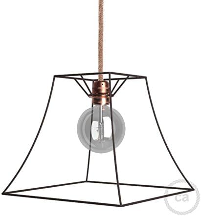 FPN Naked light bulb cage lampshade Pyramid Burnished coloured metal E27 fitting