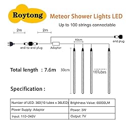 Roytong Waterproof Cascading LED Meteor Shower Rain