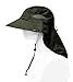 Sun Blocker Outdoor Sun Protection Fishing Cap with Neck Flap, Wide Brim Sun Hat for Travel Camping Hiking Hunting Boating Safari Cap with Adjustable Drawstring, Forest Green