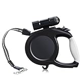 Retractable Dog Leash, PYRUS 8M/26FT Pet Traction Rope Head Dog Collar Training Lead with Detachable Flashlight for Dogs ( Black )