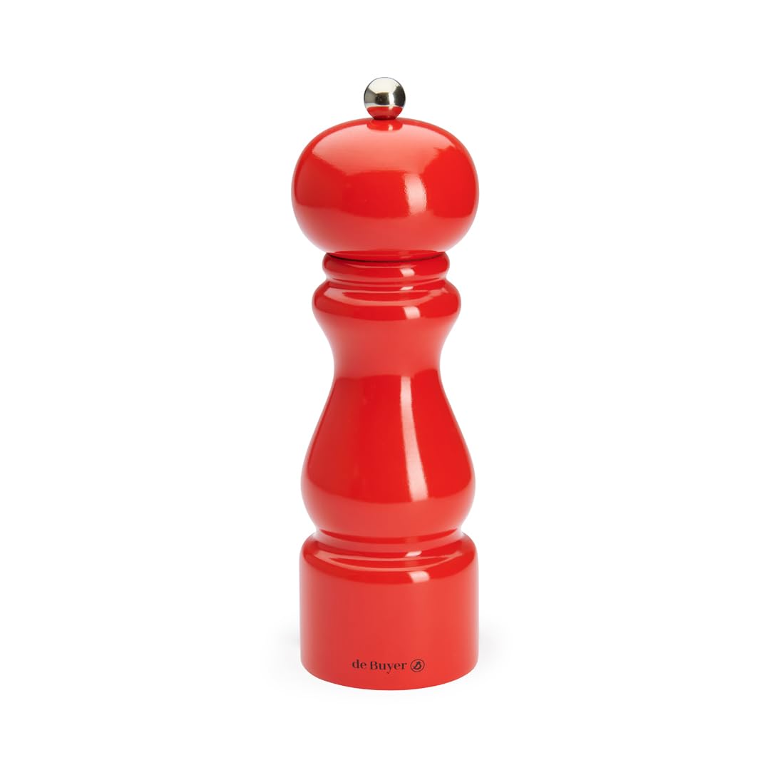 MARLUX Pepper and Salt Mill, Wood, red, 6,4 x 6,4 x 21 cm