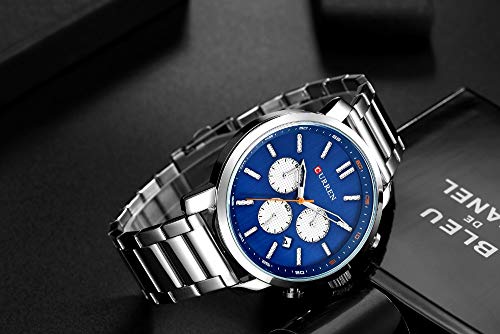 Curren 8315 - Reloj de Pulsera para Hombre con Esfera horaria analógica y Esfera de Acero Azul - Imagen 5