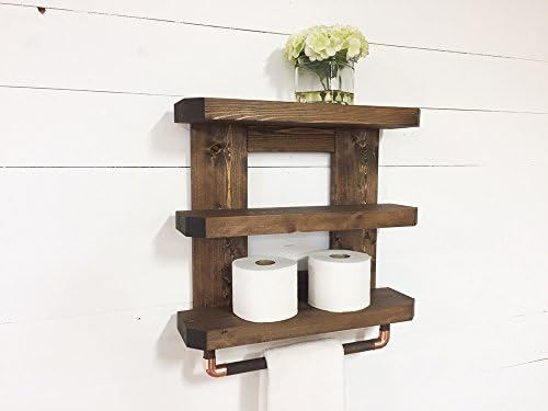 Rustic Wooden Bathroom Shelf &amp; Towel Rack / Rod by Mountain Creek Woodworks (Espresso)