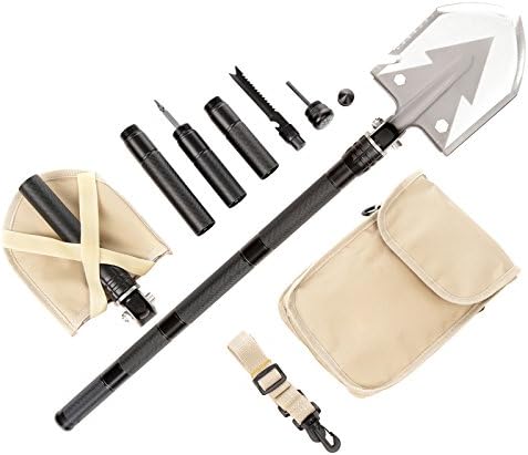 21 Function 8pieces all in one stainless steel shovel kit folding shovel camping spade snow shovel military trench survival tool