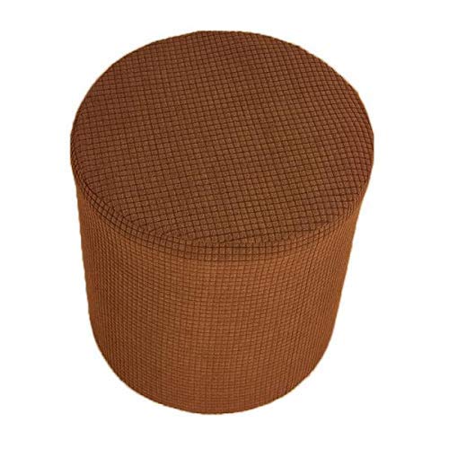 Tubayia Stretch Stool Cover Round Ottoman Protective Cover (Brown)