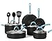 Finnhomy Super Value Hard-Anodized Aluminum Cookware Set, Double Nonstick Coating Kitchen Pots and Pan Set, Professional for Home Restaurant, 13-Piece with Blue Handle
