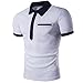 Cottory Men's Fake Pocket Cuff Button Short Sleeve Polo Shirts
