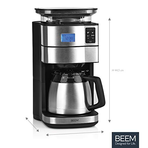 BEEM FRESH-AROMA-PERFECT II Filterkaffeemaschine mit Mahlwerk - Duo | BASIC SELECTION | Edelstahl | Glaskanne… – Bild 4