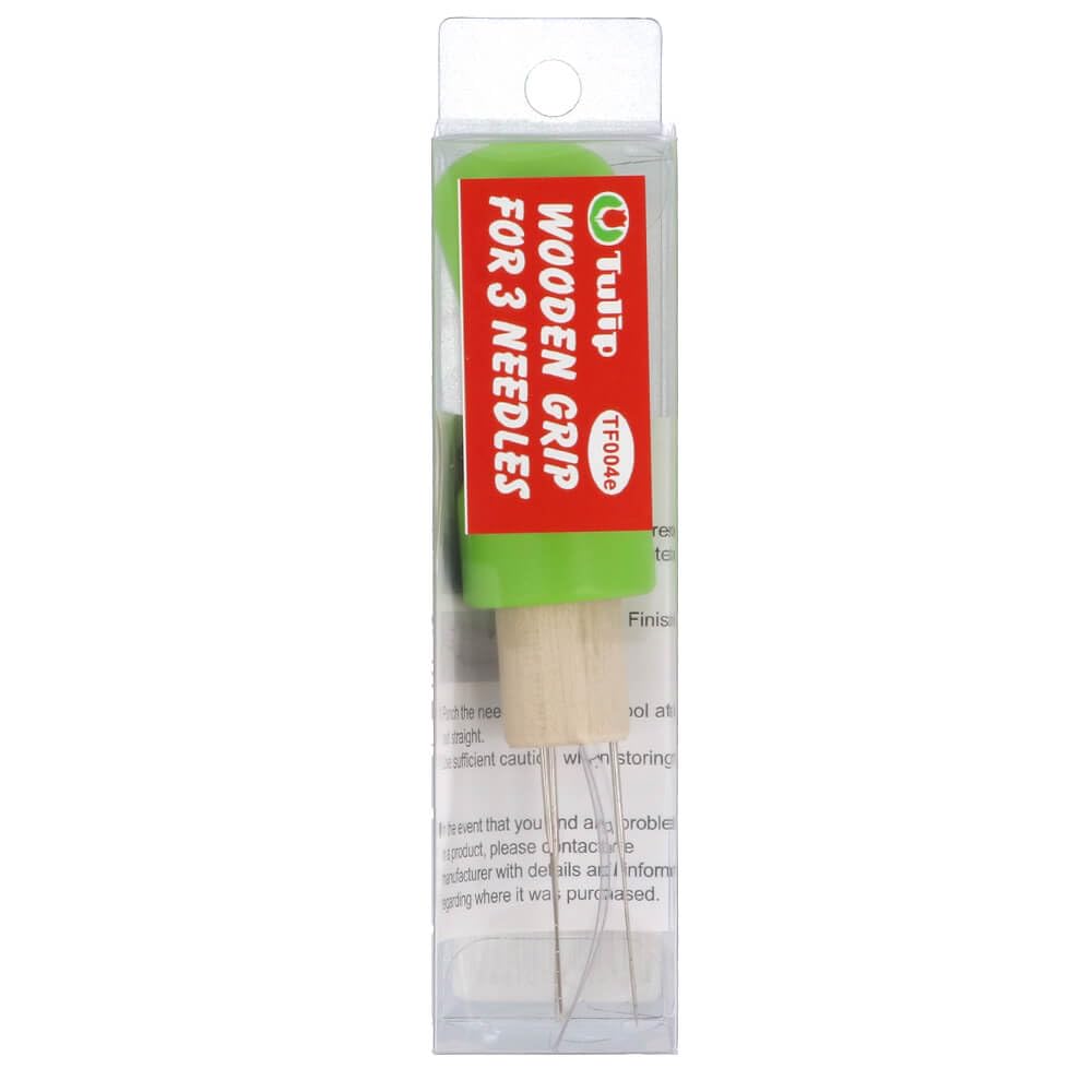 Tulip Wooden Grip for Three Felting Needles, Green, 1 Unit