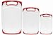 Dutis 3-Piece Dishwasher Safe Plastic Cutting Board Set with Non-Slip Feet and Drip Juice Groove, White with Red