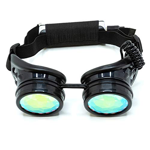 GloFX Pixel Pro Kaleidoscope Goggles [350+ Epic Modes] - Programmable Rechargeable Light Up EDM Festival Rave Party Sunglasses Glow LED Glasses