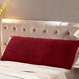 Reafort Ultra Soft Sherpa Body Pillow Cover/Case with Zipper Closure 21"x54" (Red, 21"X54" Pillow Cover)
