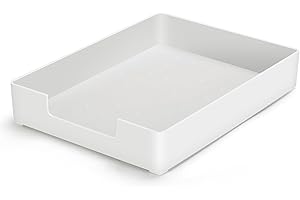 AZFUNN Letter-Size Tray Desk Letter Tray Paper Tray, Sturdy Heavy-Duty Plastic Printer Paper Tray, Single-Tier Stackable File Storage Organizer for Office Home (1, White)