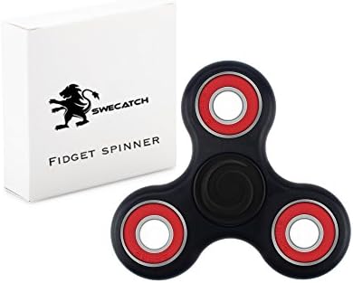 Swecatch Spinner Fidget Toy EDC ADHD Anxiety Autism Focus Ultra Durable High Speed Si3N4 Hybrid Ceramic Bearing 1-3 Min Spins Non-3D Printed (Black+Red)