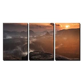 Nature Scenery of Mountain at The Sunrise x3 Panels