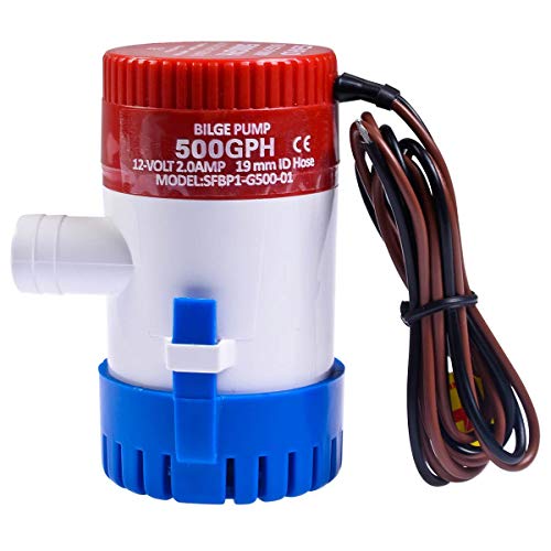 image for MD Group Watercraft Fuel Pump & Part, 12V 2.0A 500 GPH Electric Bilge 
