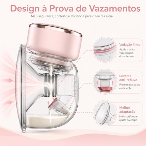 Bomba Extratora de Leite Elétrica Portátil Wearable Recarregável Silenciosa com Tela LED USB para Amamentação