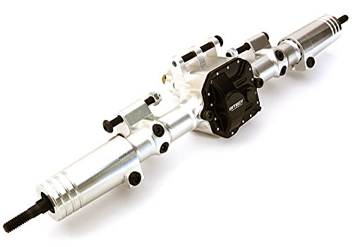 Integy RC Model Hop-ups C27214SILVERBLACK Billet Machined Complete Rear Axle Assembly w/ Internals for Axial 1/10 SCX10 II