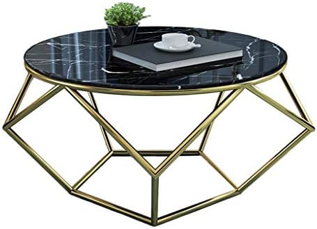 CSQ Marble Coffee Table, Household Round Sofa Table Gold Iron Art Dining Table Leisure Decoration Reading Table Side Table Furniture (Color : C)