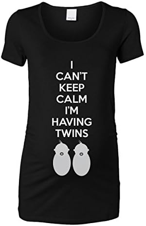 Womens I Can't Keep Calm I'm Having Twins Maternity Top (Black, X-Large)
