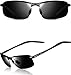 ATTCL Men's Ultralight Al Mg Frame Driving Polarized Rectangular Sunglasses For Men 18143 Black