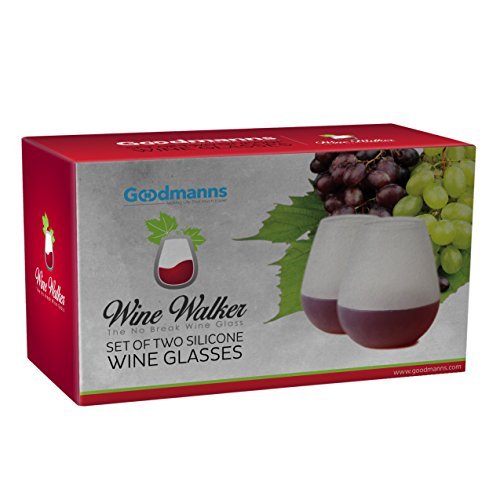 Wine Walker - Silicone Wine Glasses 12oz, Set of 2 Stemless Plastic Cups