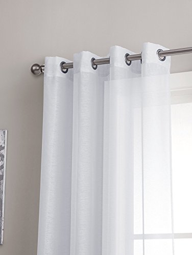 Warm Home Designs Pair of 2 Short Size 54" (Width) x 63" (Length) Bright White Sheer Window Curtains. 2 Elegant Voile Panel Drapes are 108 Inch Wide Total - K White 63" - Thumbnail 2