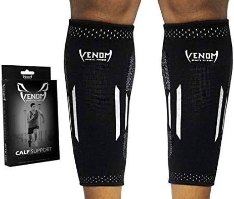 Venom Calf Brace Compression Sleeves (Pair) - Elastic Support Socks for Pain Relief, Strain, Sprain, Shin Splints, Muscle Tear, Cramps, Running, Basketball, Football, Soccer, Men, Women