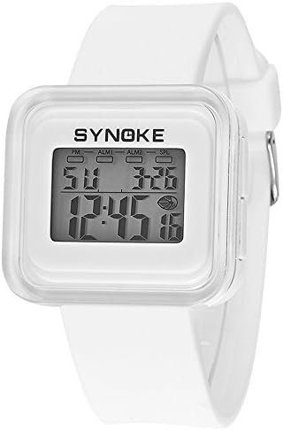 Sayeah Mens Womens Teens LED Digital Unusual Sports Outdoor Children's Wrist Dress Waterproof Watch Student Sport Fashion Wristwatches Stopwatch for Boys and Girls (WHITE)