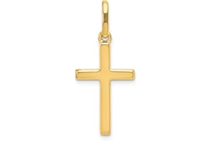 SONIA JEWELS 14k Yellow Gold Cross Pendant Charm - 1" Inch - 28mm x 13mm - Jewelry Gifts For Women Wife Mom Gifts For Men Husband Dad