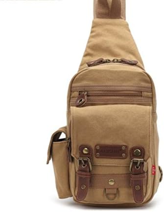 NIUEIMEE 3028 Unisex Multi-functional Rugged Canvas Leather Single-shoulder Chest Pack/Bag (Khaki)