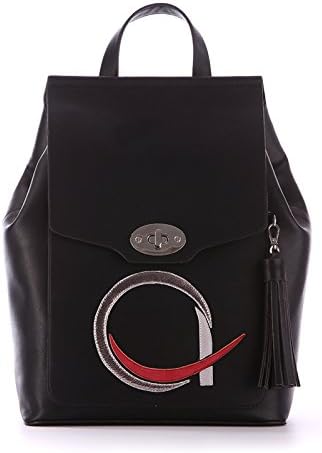 Alba Soboni Designed Women's PU Leather Black Embroidered Medium Girl's Casual Backpack