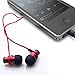 BRAINWAVZ Delta Red Bass Earbuds with Microphone & Remote for Apple iPhone & Android Phones