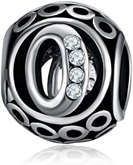 Wybeads Alphabet O Letter Initial Silver Charms European Beads For Pendant Necklace Bracelets Bangle Snake Chain Jewelry
