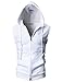 OHOO Mens Slim Fit Sleeveless Lightweight Zip-up Hooded Vest with Double Slide Zipper/DCF011-WHITE-XL