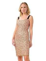 Adrianna Papell Women's Beaded MIDI Dress, Antique