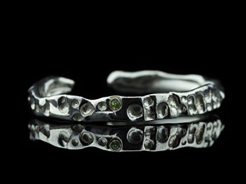 Lunar Eclipse - Sterling Silver Bangle with Tourmaline
