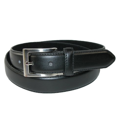 CTM Men's Leather 1 1/8 Inch Basic Dress Belt with Silver Buckle, 38, Black