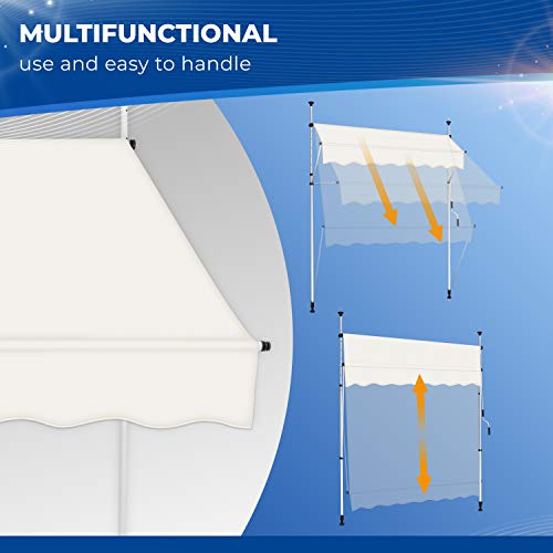 tillvex Klemmmarkise 250cm Beige mit Handkurbel Balkon | Balkonmarkise ohne Bohren | Markise UV-beständig… – Bild 6