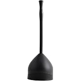 Casabella Toilet Plunger and Hideaway Caddy Combo for Bathrooms, 2-Piece Heavy-Duty Set, Black