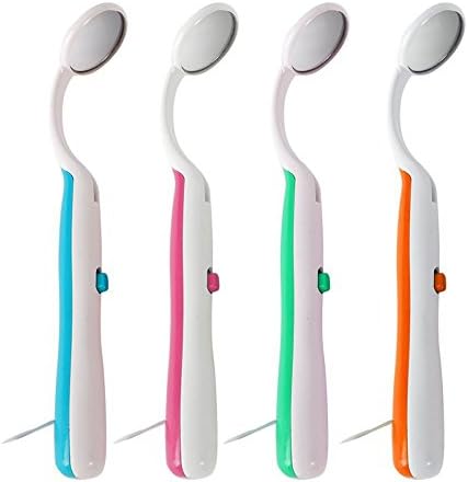 Bright Durable Dental Mouth Mirror with LED Light Reusable Random Color 4pcs