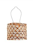 Allsop Home and Garden Soji Stella Drum LED Outdoor Solar Lantern, Handmade with Weather-Resistant Fabric for Patio or Garden, Color (Copper)